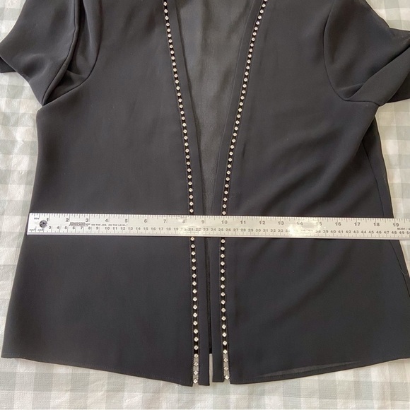 Frank Lyman black sheer blaser/cardigan/vest Incrusted crystal lightweight Large - Picture 10 of 14